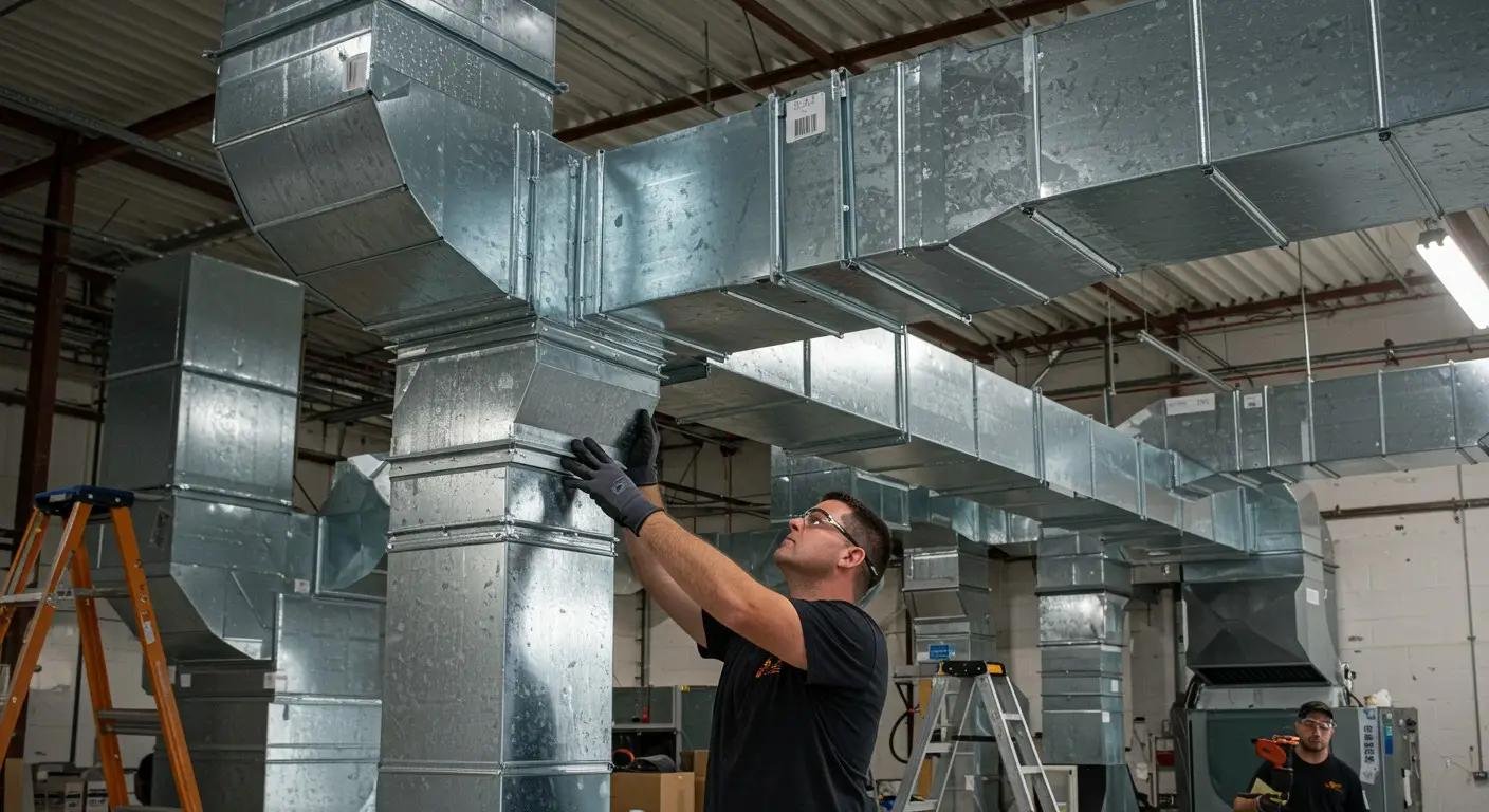 Fabricated GI ducting installed on a commercial project